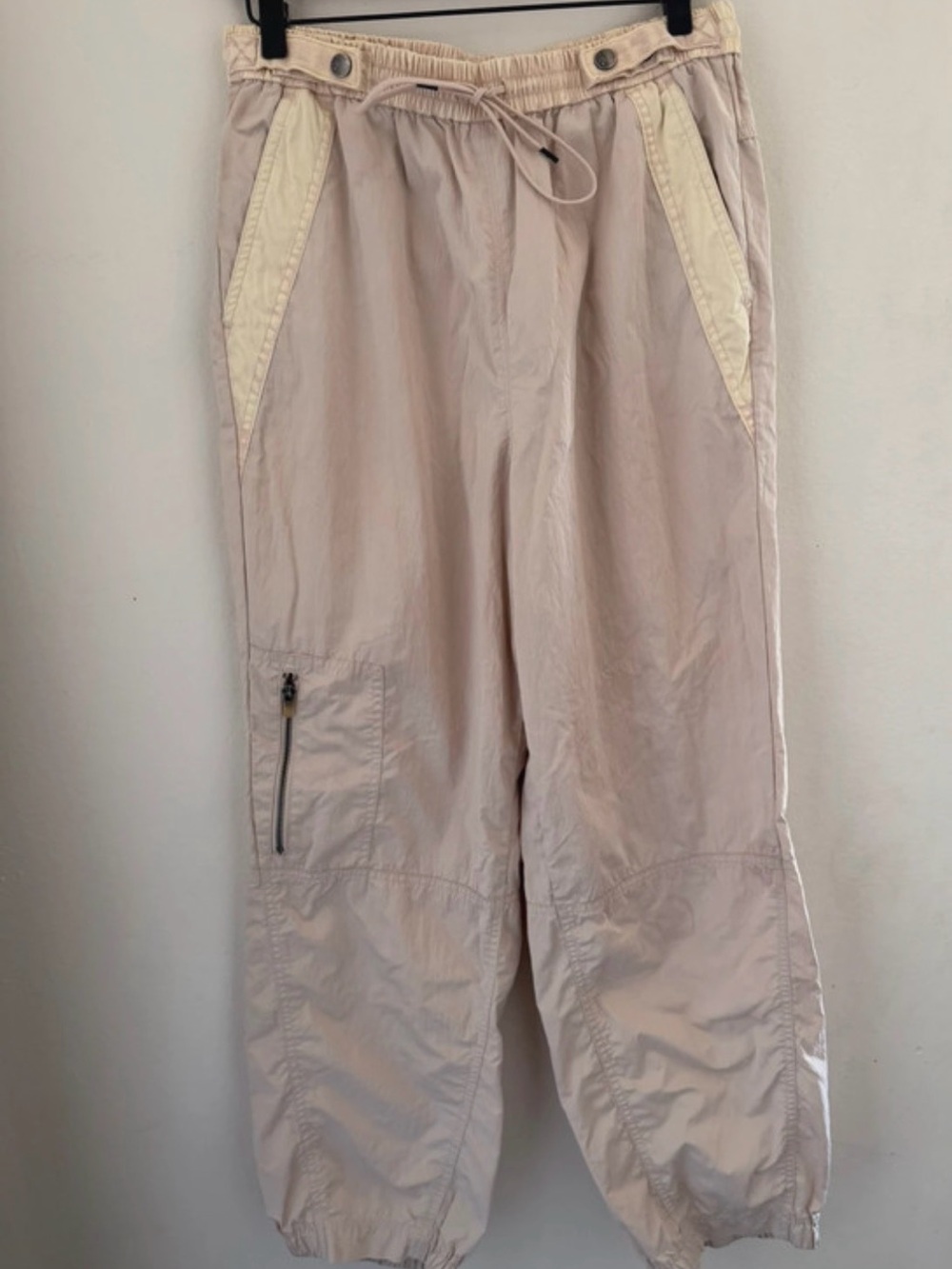 Free People FP Movement Stadium Track Pants Cream Windbreaker Joggers Small